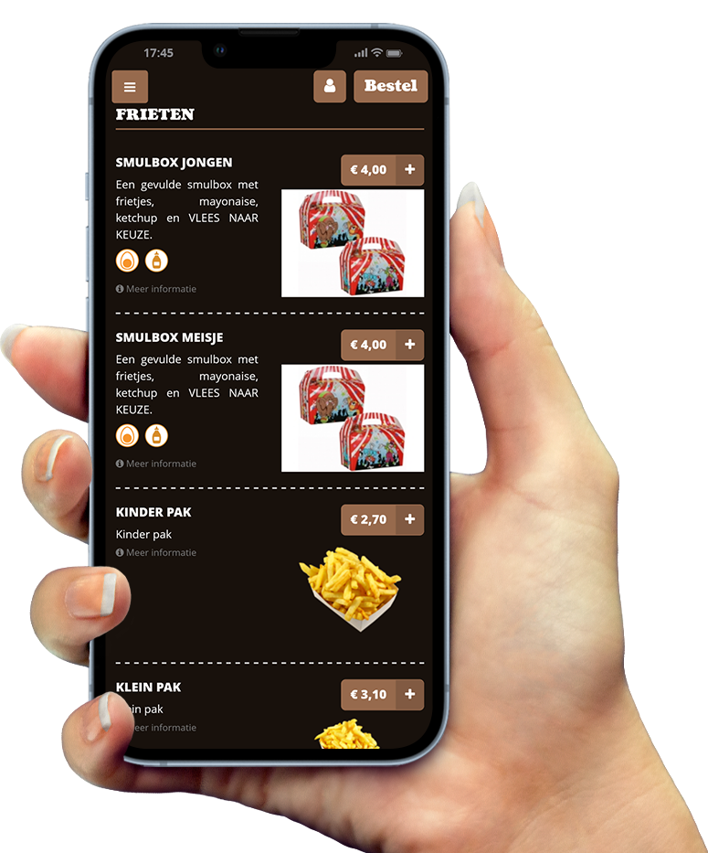Voorbeeld van onze app op smartphone Voorbeeld van onze app op smartphone